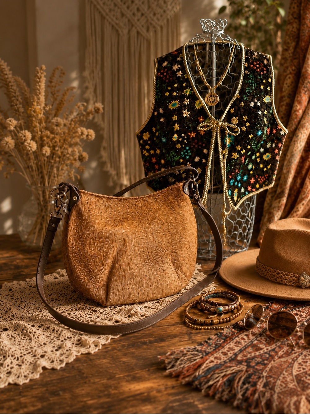 Maurizio Taiuti Genuine Hair-On Leather Crossbody Bag in Brown